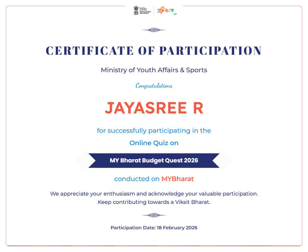 MY Bharat Budget Quest 2026 Certificate