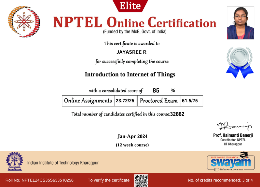 NPTEL Elite Silver Certificate