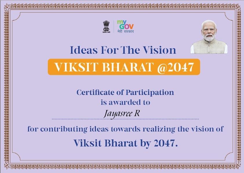 Ideas for Vision Viksit Bharat @2047 Certificate